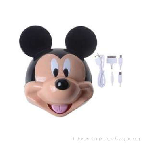 3D Cute Mickey Mouse Cartoon 12000mAh Black Dual Micro USB Output Portable Power Bank Pack External Battery Charger
